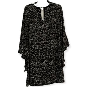 Kaari Black White Green Bell Sleeve Dress Sz 12